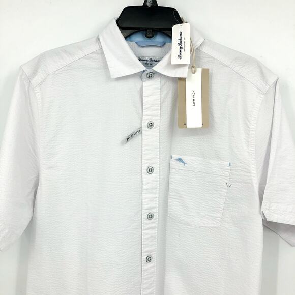TOMMY BAHAMA Men's Nova Wave Short Sleeve Shirt Small White Button Down NWT - Picture 5 of 11